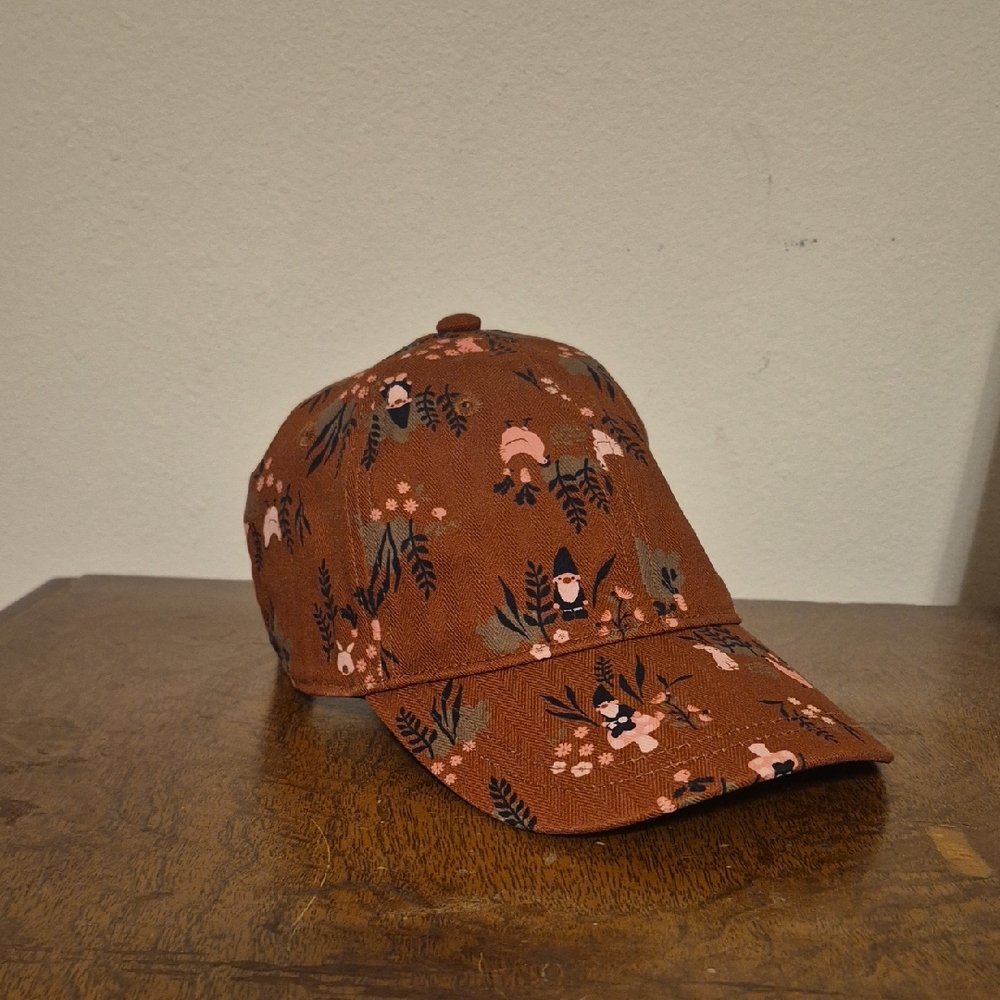 Duluth Trading Co Brown Floral Baseball Cap with Pink Accents